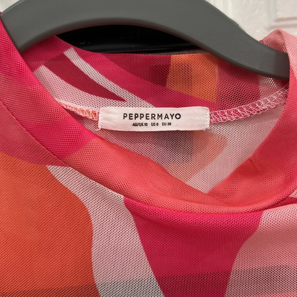 Sheer Mesh Colorful pink Maxi Dress size 6 - Picture 9 of 10